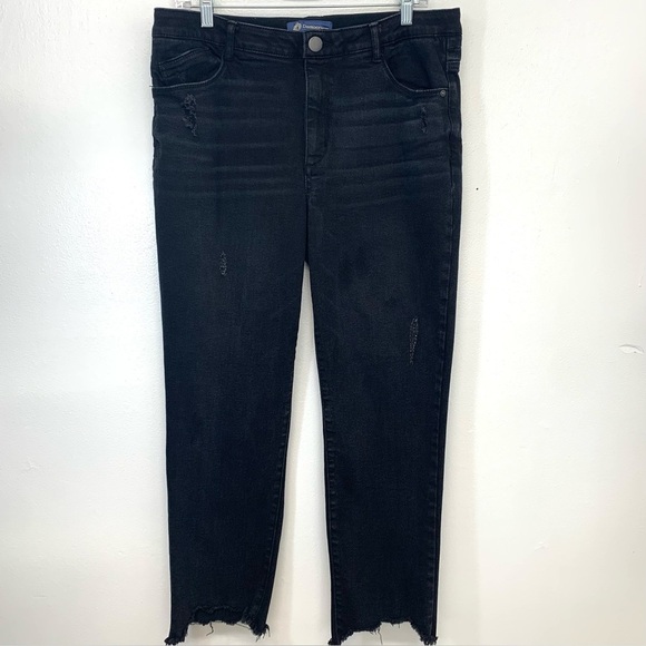 Democracy‎ Jeans Woman 14 Black  AB Solution Stretch Raw Hem Ankle Pockets - Picture 1 of 11